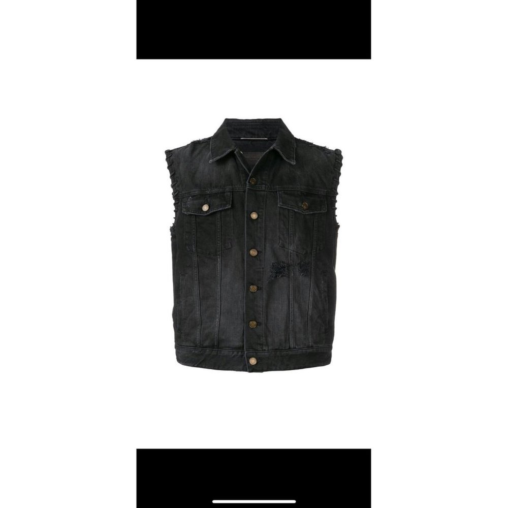Saint Laurent Distressed Denim Waistcoat